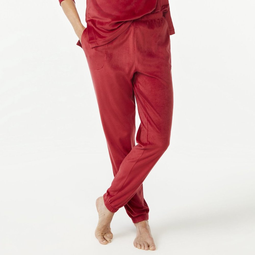 Joyspun Women's Velour Pajama Sleep Pants Red Size 3X